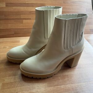 Dolce Vita Caster H2O waterproof leather boots in ivory.size 10